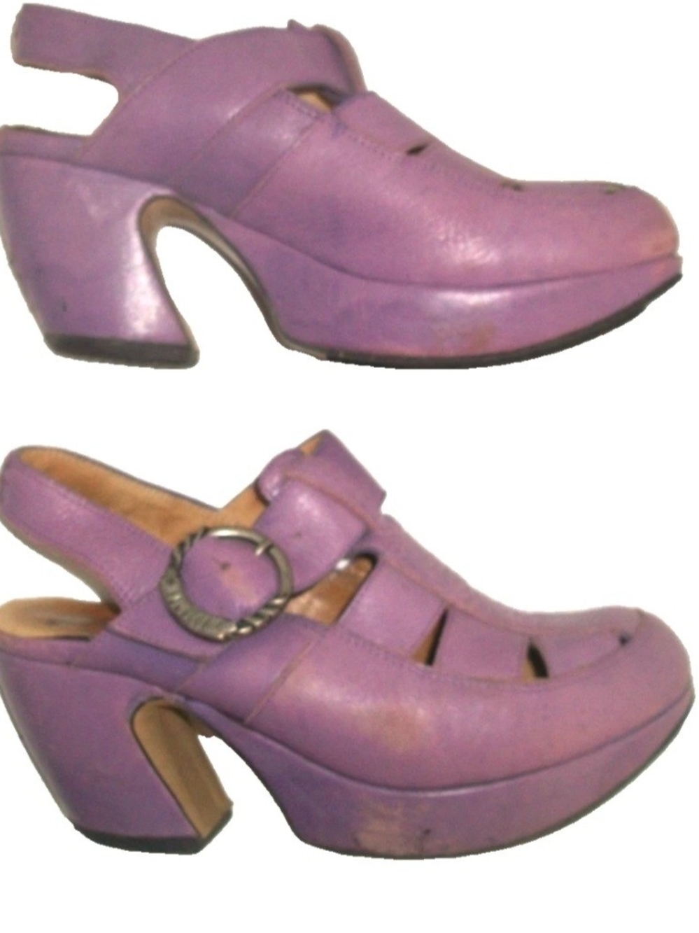 John Fluevog Lavender Leather Cutout Slingback Sandals - Picture 4 of 9